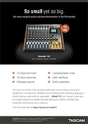 Tascam advert | Model 12 – So small, yet so big.
