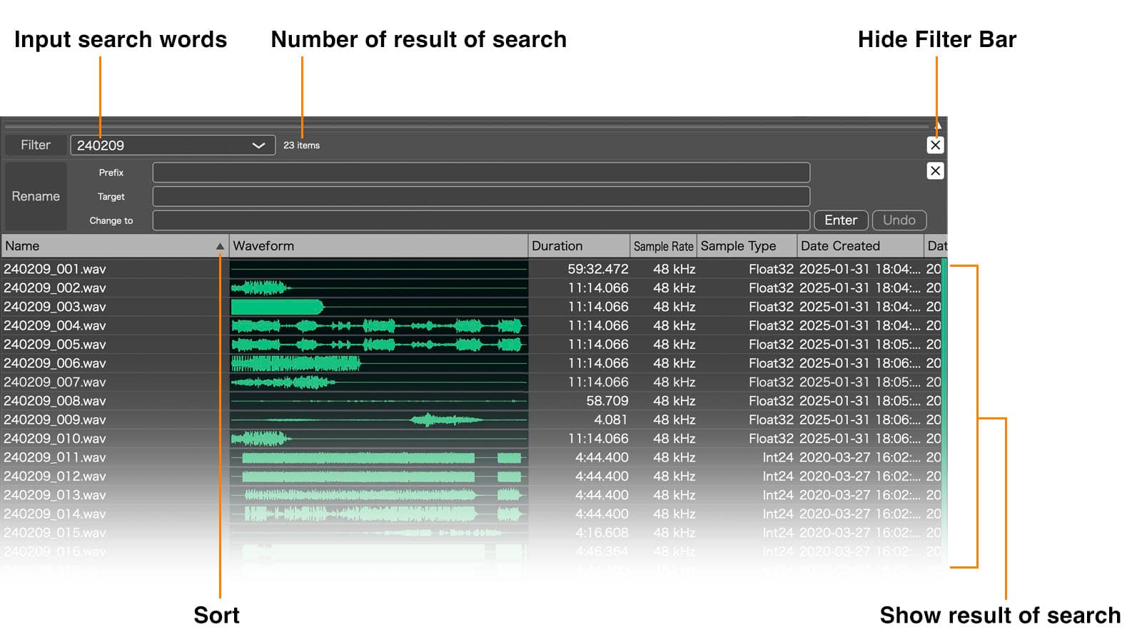 Front view | Tascam Audio File Manager