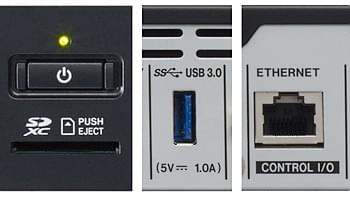 Tascam BD-MP4K – emplacement pour carte SD, port USB et port réseau pour accès aux médias à lire