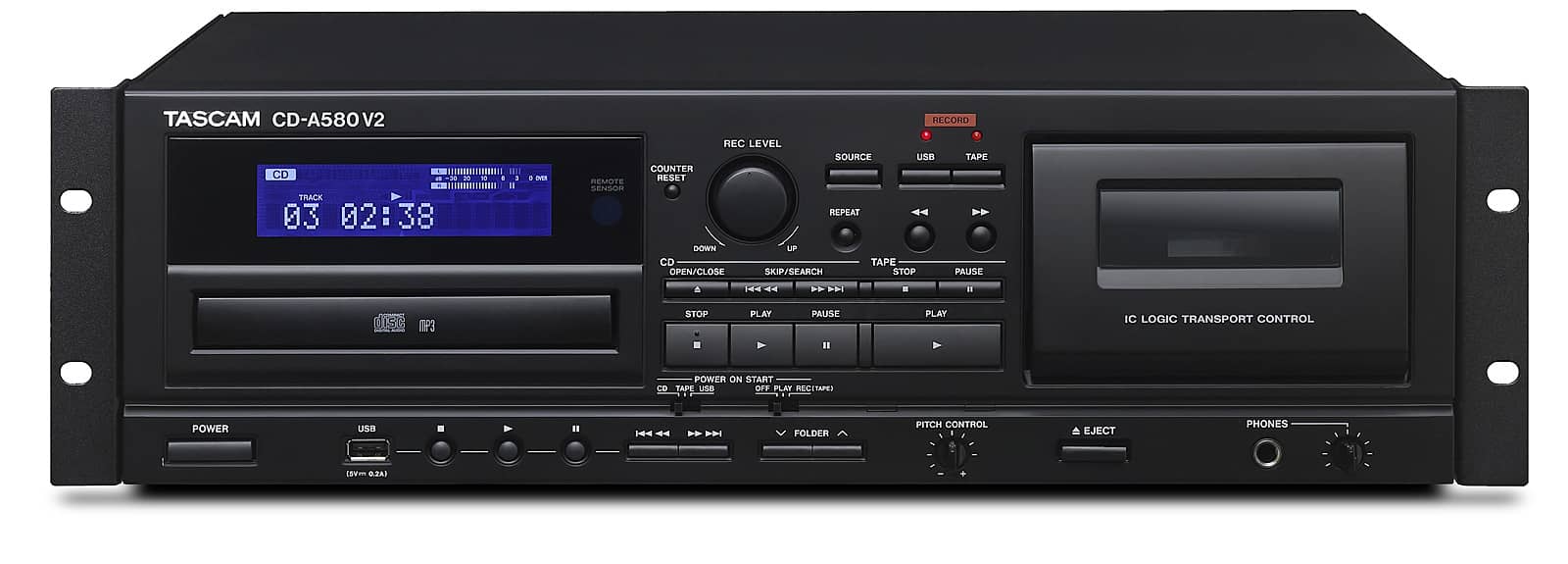 Tascam CD-A580 v2  Lecteur de CD / platine cassette / Enregistreur USB