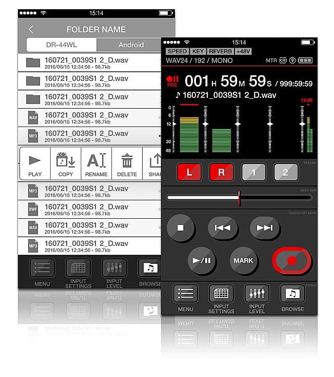 Fernbedienungs-App für Recorder der DR-Serie | Tascam DR Control