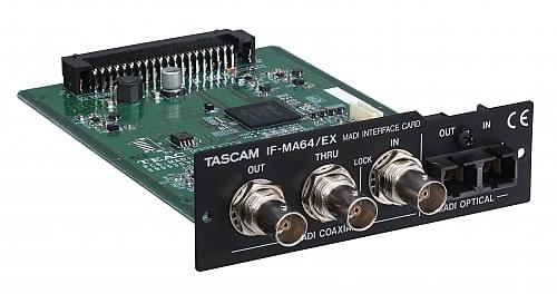 Tascam IF-MA64/EX | 64-channel redundant (in/out/thru) MADI optical/coaxial interface card