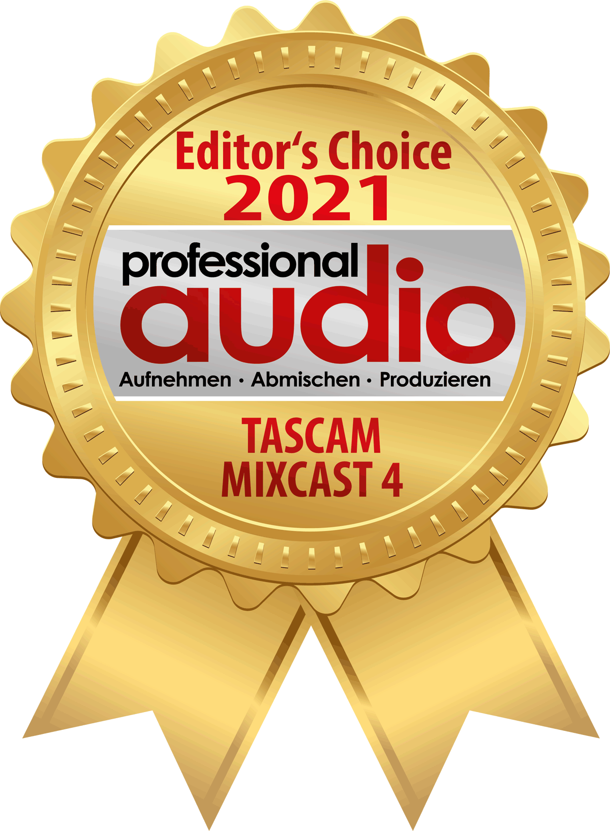 Professional Audio zeichnet das Podcast-Studio Tascam Mixcast 4 als 'Editor’s Choice 2021' aus