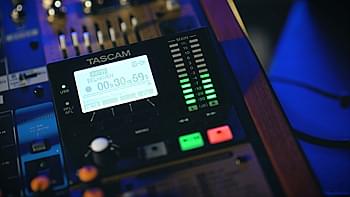 The integrated 24-track digital multi-track recorder of the Tascam Model 24 Hybrid Recording Console