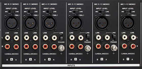 Tascam MZ-372 inputs on rear side