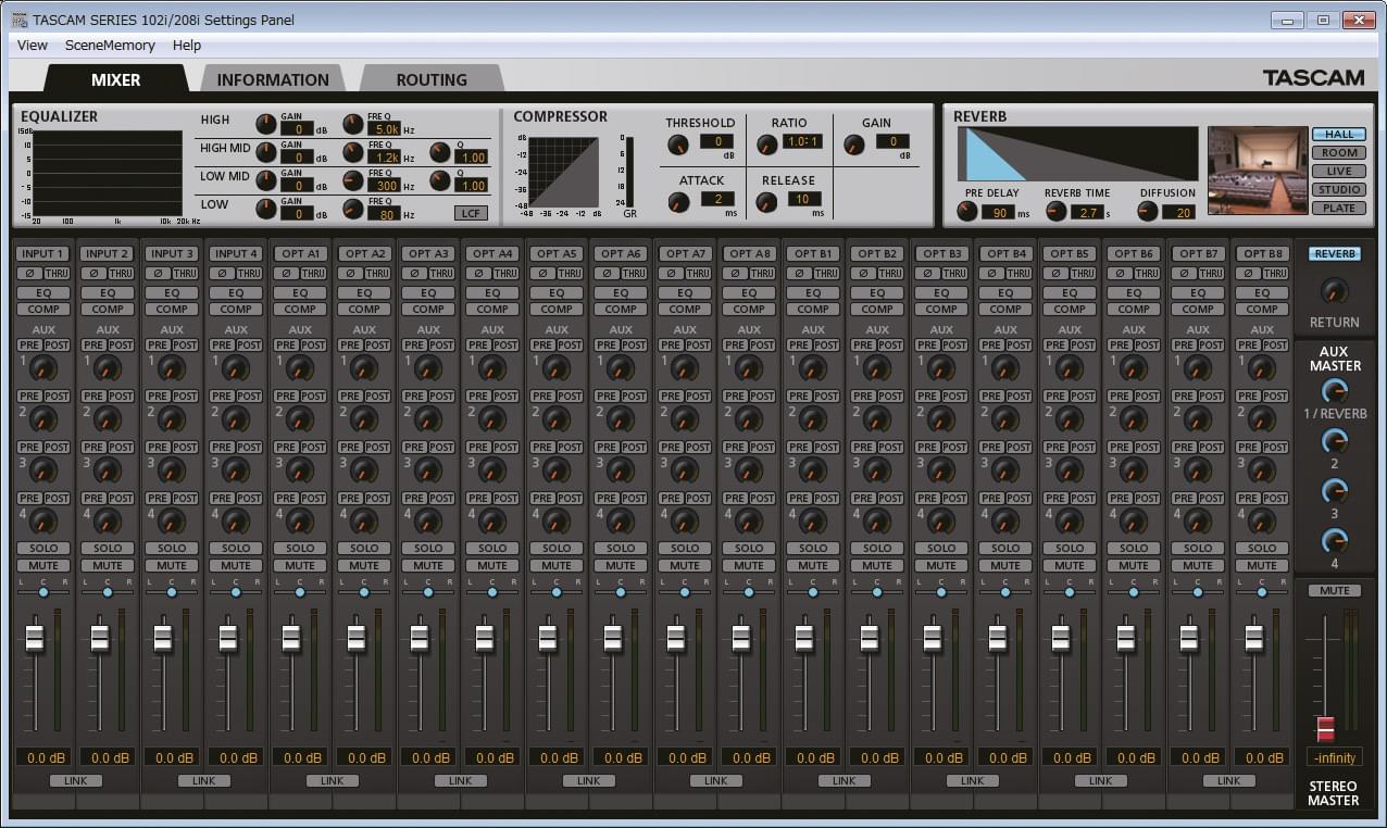 Interfaz de audio USB / MIDI / Matrix Mixer digital con DSP 20