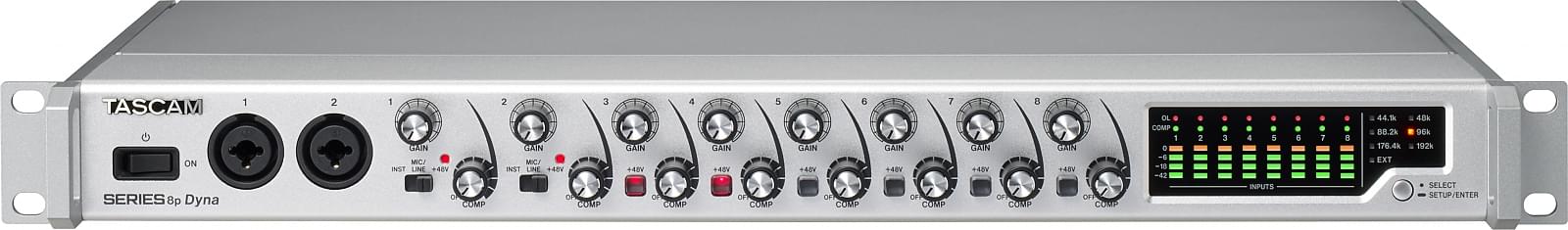 Ośmio-kanałowy przedwzmacniacz mikrofonowy z analogową kompresją | Tascam SERIES 8p Dyna