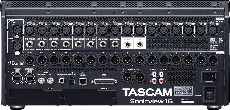 Tascam Sonicview – Panel tylny