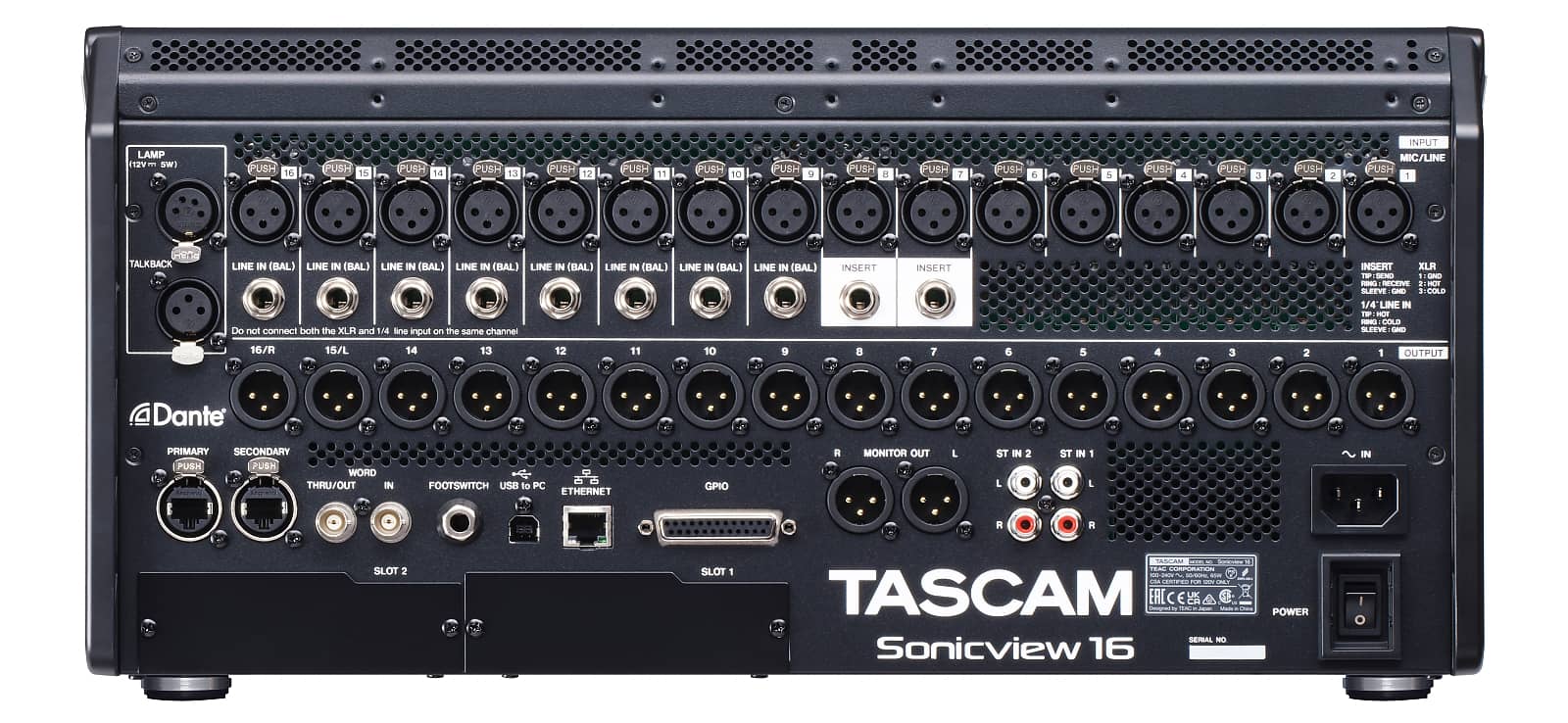 Rear view | Tascam Sonicview 16