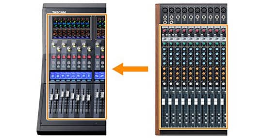 Channel strip view compared to analogue mixer