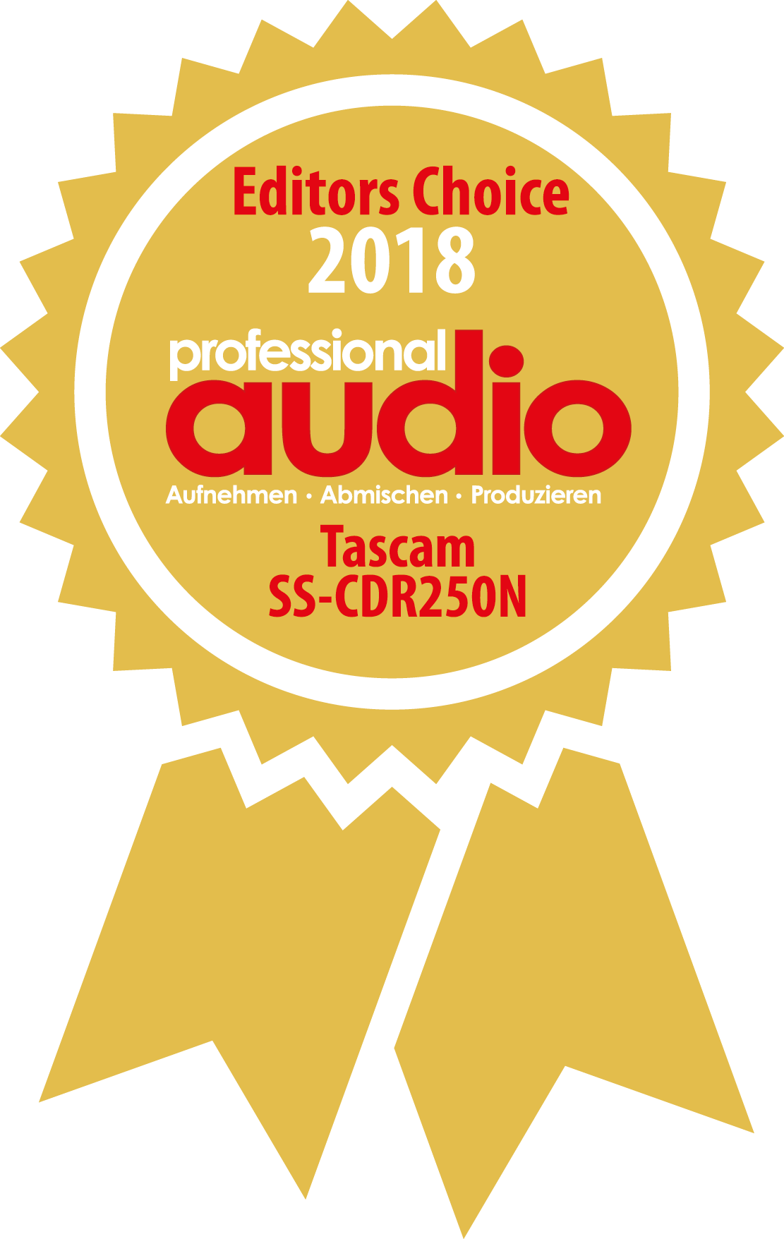 Tascam SS-CDR250: Vom Professional Audio Magazin mit dem Testsiegel „Editor’s Choice 2018“ ausgezeichnet