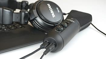 The Tascam TM-250U is a mic with headphones output for your computer or mobile device