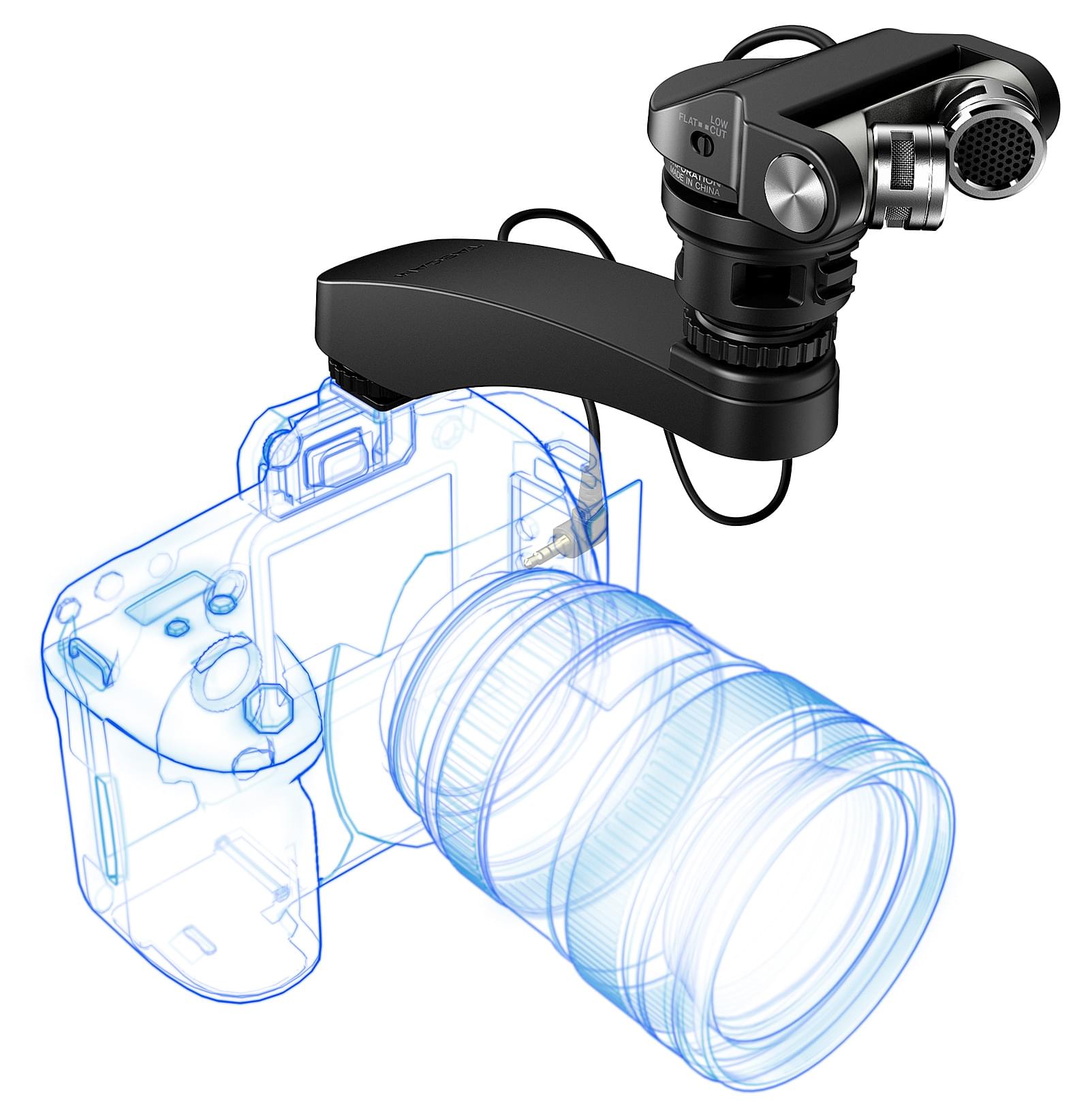 Frontansicht mit Arm auf Kamera | Tascam TM-2X