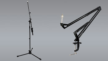 Tascam TM-AM1 – Boom mic stand with counterweight, Tascam TM-AM2 – Scissor arm mic stand