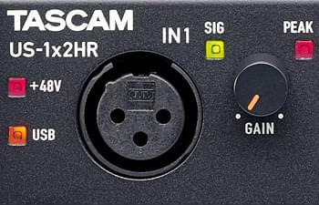 XLR Microphone input with phantom power – Tascam US-1x2HR