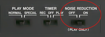 Réduction de bruit commutable sur la platine double cassette Tascam 202MKVII.