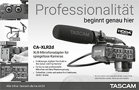 Tascam-Anzeige | CA-XLR2d – XLR-Mikrofonadapter für DSLR-Kameras
