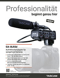 Tascam-Anzeige | CA-XLR2d – XLR-Mikrofonadapter für DSLR-Kameras