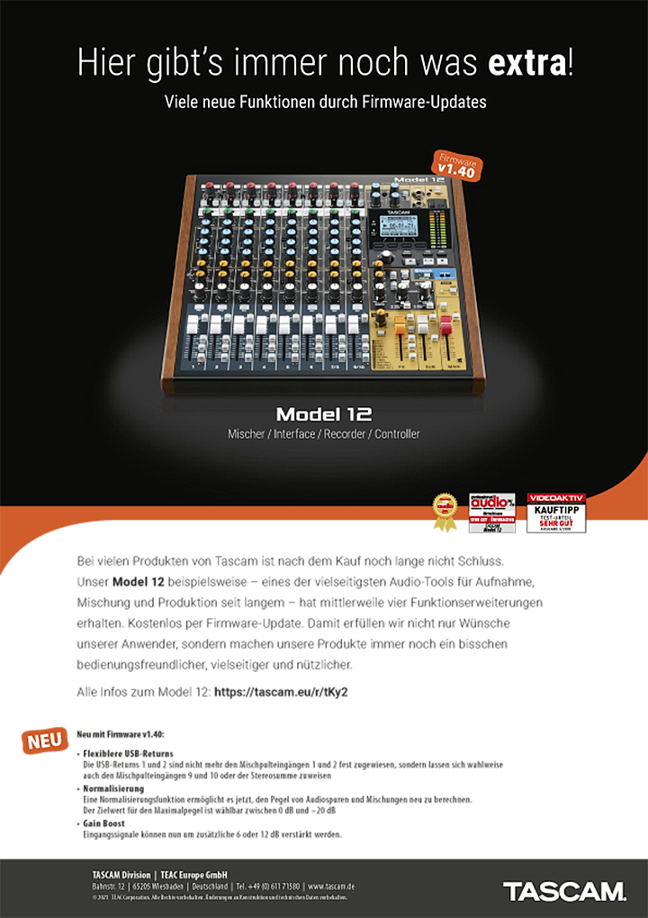 Tascam-Anzeige | Model 12 – Hier gibt’s immer noch was extra!