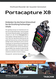 Tascam-Anzeige | Portacapture X8 – Multitrack-Recorder der neuesten Generation