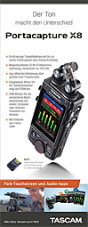 Tascam-Anzeige | Portacapture X8 – New-Generation High-Res Multi-Track Recorder