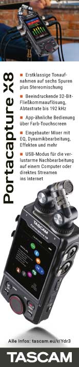 Tascam-Anzeige | Portacapture X8 – Multitrack-Recorder der neuesten Generation