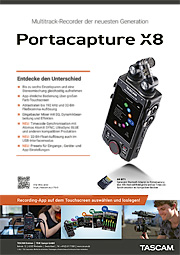 Tascam-Anzeige | Portacapture X8 – Multitrack-Recorder der neuesten Generation