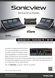 Tascam-Anzeige | Sonicview – Die neue Art zu mischen