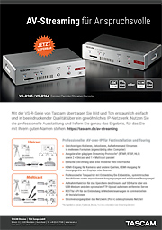 Tascam-Anzeige | VS-R264, VS-R265 – AV-Streaming für Anspruchsvolle