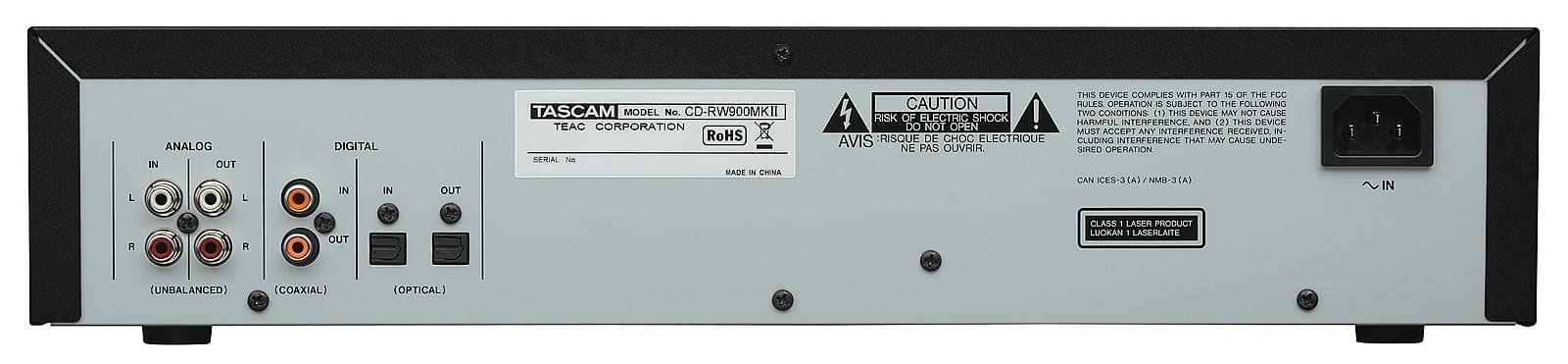 Tascam CD-RW900MKII grabador de CD. Cd-rw900mkii_rear