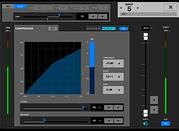 Input Compressor of the Tascam Dante Compact Processor Series