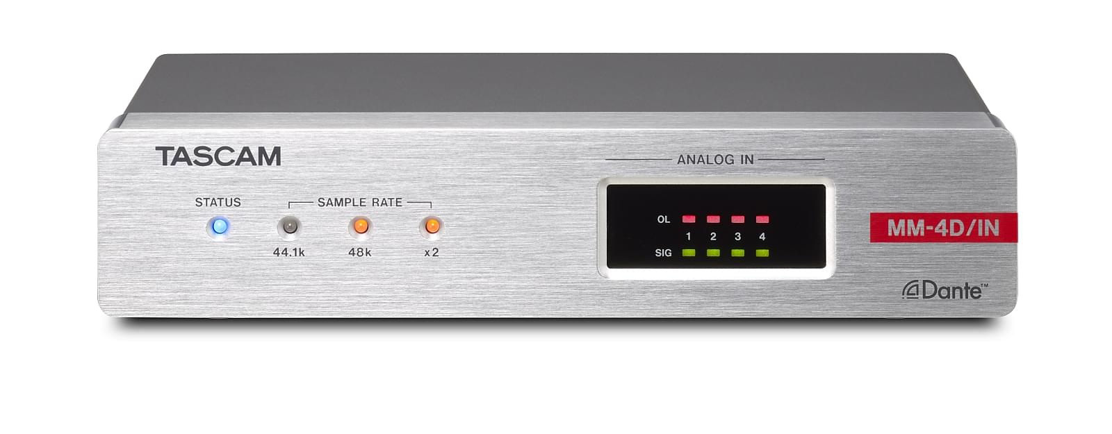 Convertisseur analogique/Dante 4 canaux avec mixeur DSP | Tascam MM-4D/IN