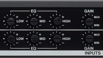 3-band EQ and Gain controls on the Tascam MZ-123BT rear panel