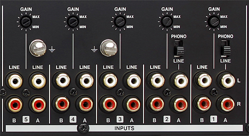 Tascam MZ-223: Line and phono inputs on rear side