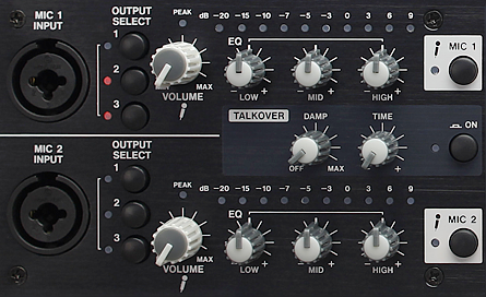Die Mikrofoneingänge auf der Vorderseite des Tascam MZ-223